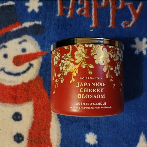 Used Japanese Cherry Blossom bath and body works 3-wick candle - Picture 1 of 16